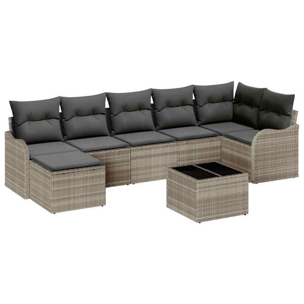 vidaXL Tuin Sofa Set Lichtgrijs poly rattan