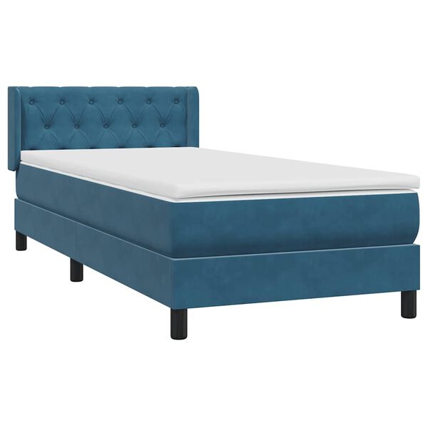 vidaXL Boxspring met matras fluweel donkerblauw 80x220 cm