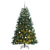vidaXL Kunstkerstboom met scharnieren 300 LED's en kerstballen 210 cm