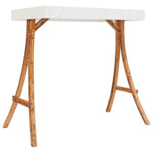 vidaXL Schommelframe met cr&egrave;mekleur dak gebogen hout met teakafwerking