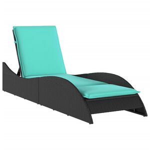 vidaXL Ligbed met kussen zwart 60x205x73 cm poly rattan