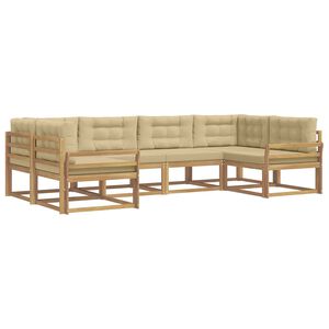 vidaXL Buiten bankenset met kussen 6 pcs Wit en Beige