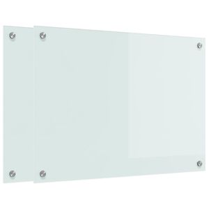 vidaXL Keukenachterwand 2 st Wit 70 x 50 cm gehard glas