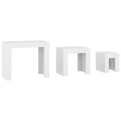 vidaXL 3-delige Tafeltjesset bewerkt hout wit