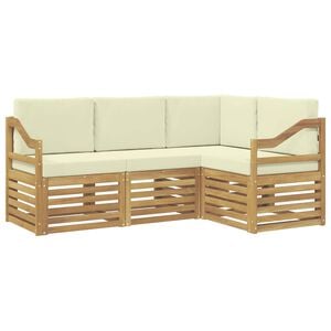 vidaXL Buiten bankenset 4 st 4-zits White and Cream Polyester