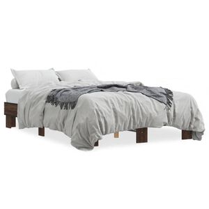 vidaXL Bedframe bewerkt hout metaal bruin eikenkleur 120x200 cm