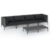 vidaXL 5-delige Loungeset met kussens poly rattan donkergrijs