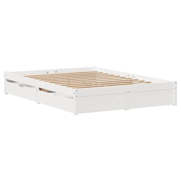 vidaXL Bedframe zonder matras massief grenenhout wit 140x200 cm