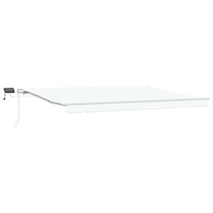 vidaXL Uitschuifbare luifel Wit 450 &times; 350 cm Stof en Aluminium