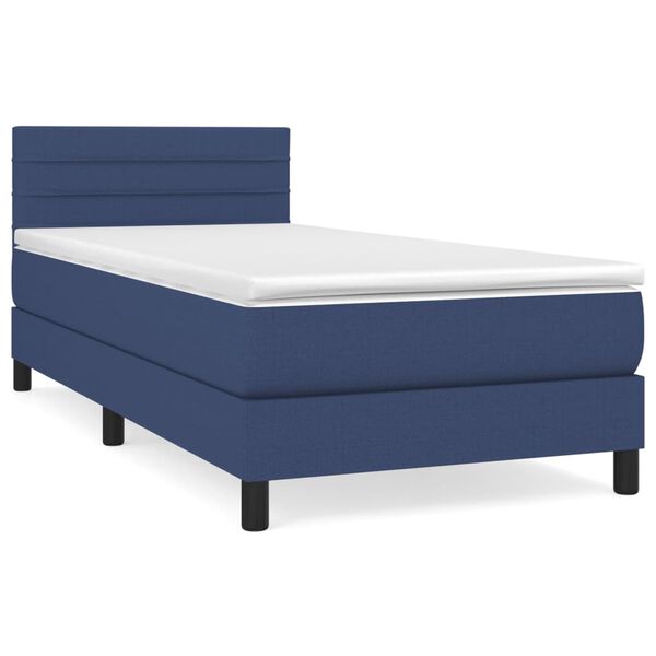 vidaXL Boxspring met matras stof blauw 100x200 cm