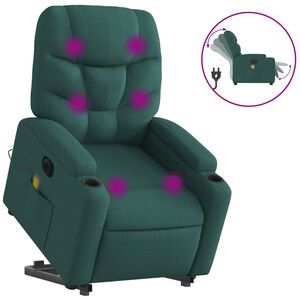 vidaXL Sta-op-massagestoel elektrisch verstelbaar stof donkergroen