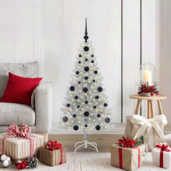 vidaXL Kerstboom met 150 LED met standaard Zilver 120 cm PET