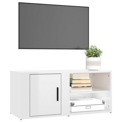 vidaXL Tv-meubel 80x31,5x36 cm bewerkt hout hoogglans wit