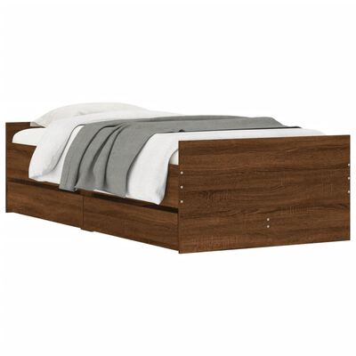 vidaXL Bedframe met lades bruin eikenkleur 75x190 cm Small Single