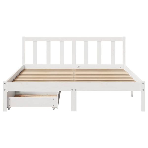 vidaXL Bedframe zonder matras massief grenenhout wit 135x190 cm