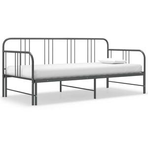 vidaXL Slaapbank uittrekbaar metaal grijs 90x200 cm