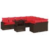 vidaXL 10-delige tuinbankset met kussens, bruin polyrotan