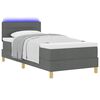 vidaXL LED Box Spring Bed met matras Donkergrijs 90 x 190 cm Stof