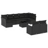 vidaXL 10-delige Loungeset met kussens poly rattan zwart