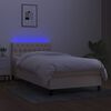 vidaXL Boxspring met matras en LED stof cr&egrave;mekleurig 90x190 cm