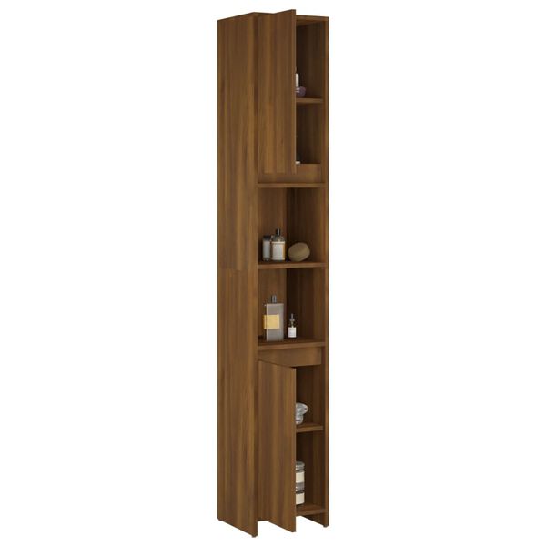vidaXL Badkamerkast 30x30x183,5 cm bewerkt hout bruin eikenkleur