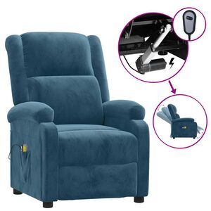 vidaXL Massagestoel elektrisch verstelbaar fluweel blauw