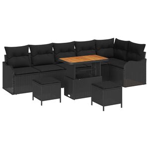 vidaXL Tuin Sofa Set 9 pcs Zwart poly rattan