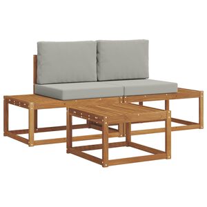vidaXL Buiten bankenset 3 st Naturel Massief Acaciahout en Polyester