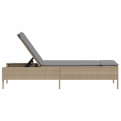 vidaXL Ligbed met kussen poly rattan beige