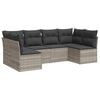 vidaXL 6-delige Loungeset met kussens poly rattan lichtgrijs