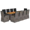 vidaXL 11-delige Tuinset met kussens poly rattan grijs