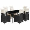 vidaXL 7-delige Bistroset met kussens poly rattan zwart