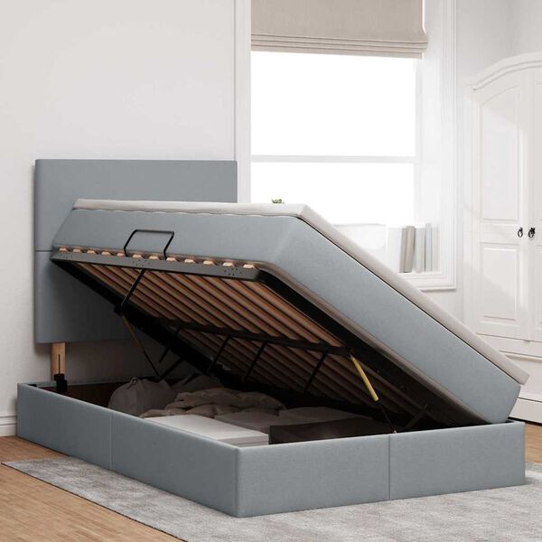 vidaXL Opbergbed met LED met matras Lichtgrijs 120 x 200 cm Polyester