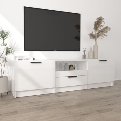 vidaXL Tv-meubel 140x35x40 cm bewerkt hout hoogglans wit