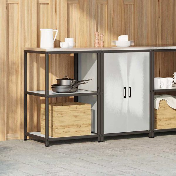 vidaXL Keukenopslag set met plank 2 pcs Zilver Roestvrij staal