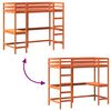 vidaXL Hoogslaper met bureau massief grenenhout wasbruin 90x190 cm