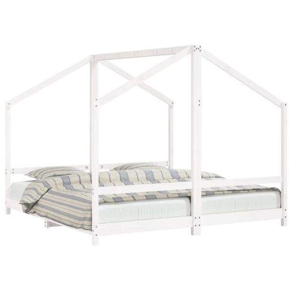 vidaXL Kinderbedframe 2x(90x190) cm massief grenenhout wit
