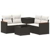 vidaXL Bankstel 6 st Zwart en Cream Wit Poly Rattan en Staal