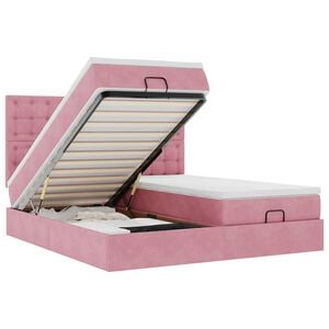 vidaXL Ottoman bed met matrassen 160x200cm fluweel roze