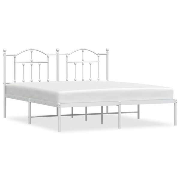 vidaXL Bedframe met hoofdbord metaal wit 180x200 cm