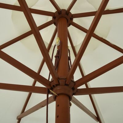 vidaXL Parasol met houten paal 330 cm zandwit