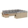 vidaXL 11-delige Loungeset met kussens poly rattan gemengd beige
