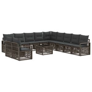 vidaXL Tuinbankenset 12 st Grijs poly rattan
