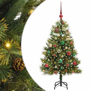vidaXL Kunstmatige Scharnier Kerstboom met Cones Groen 120 cm