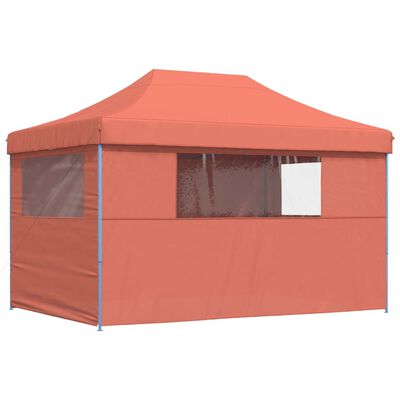 vidaXL Partytent inklapbaar pop-up met 4 zijwanden terracottakleurig