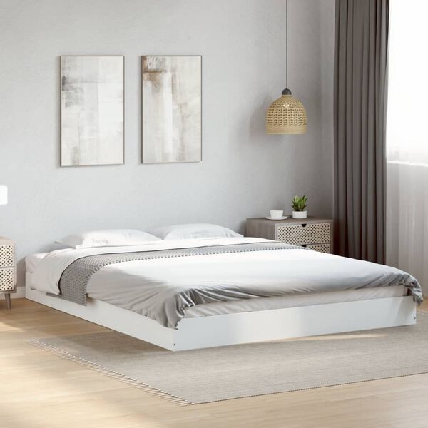 vidaXL Bedframe zonder matras 160x200 cm spaanplaat wit