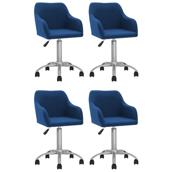 vidaXL Eetkamerstoelen draaibaar 4 st stof blauw