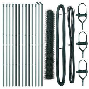 vidaXL zeshoekig gaashek met grondbevestiging 25 x 1,2 m Groen Mesh