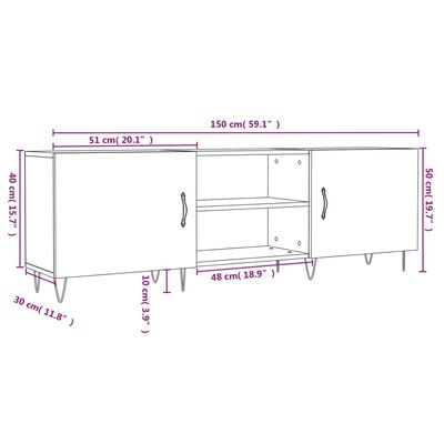 vidaXL Tv-meubel 150x30x50 cm bewerkt hout betongrijs