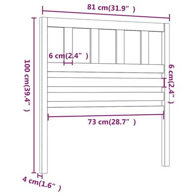 vidaXL Hoofdbord 81x4x100 cm massief grenenhout